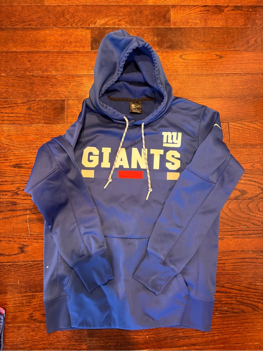 Nike Blue New York Giants Pullover Hoodie with White Accents